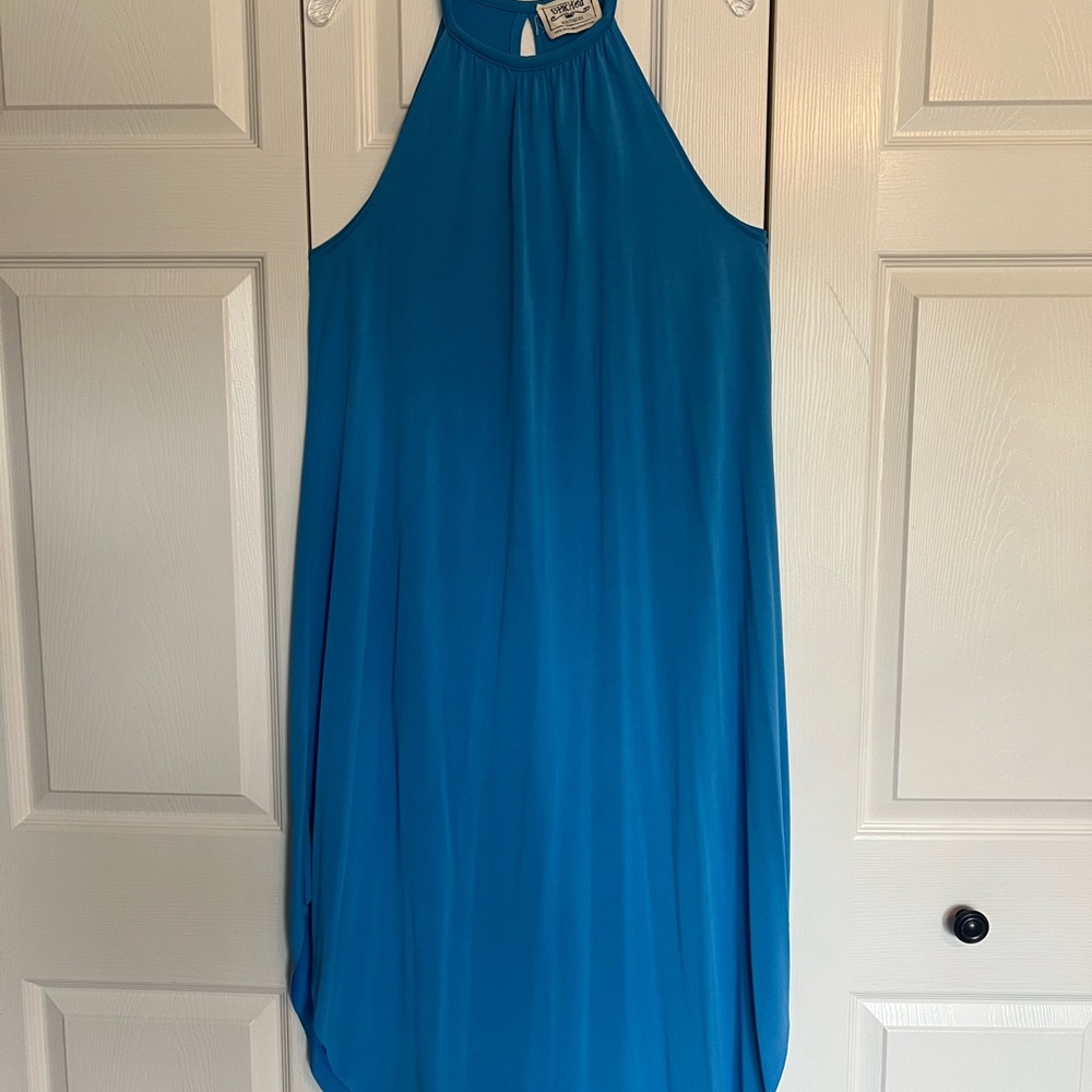 Elegant Blue Halter Dress